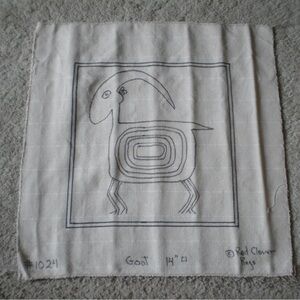 Rug Hooking or Punch Needle Goat Design, 14”x14” on Monk’s Cloth,